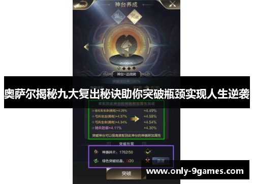 奥萨尔揭秘九大复出秘诀助你突破瓶颈实现人生逆袭