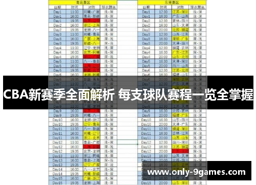 CBA新赛季全面解析 每支球队赛程一览全掌握
